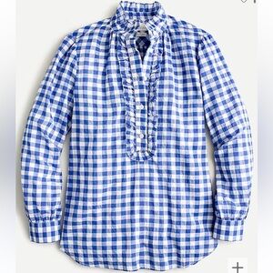 J crew Classic-fit ruffle popover in crinkle gingham